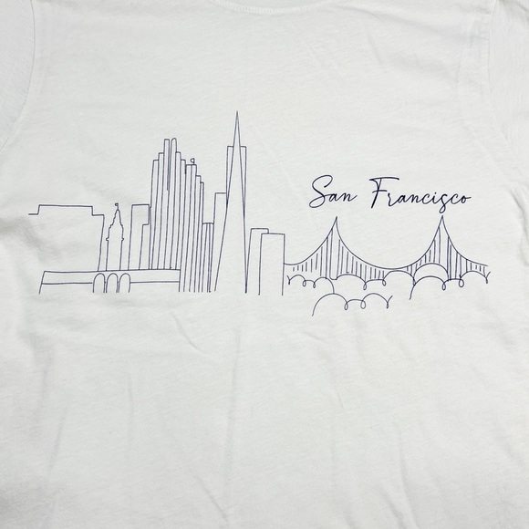 No Curfew San Francisco Skyline Crewneck Graphic Short Sleeve T-Shirt Mint Sz S - Picture 2 of 5